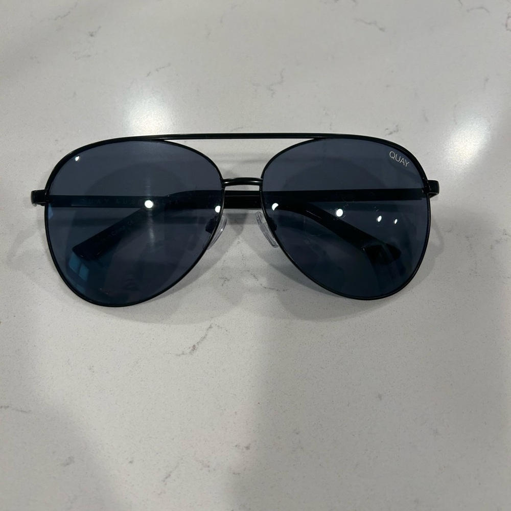 Quay Australia large oversized black aviator sunglasses